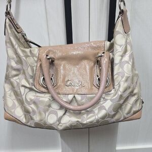Coach Tan and Cream Shoulder Bag